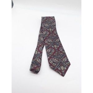 Surrey Necktie 100% Silk Maroon Floral U.S.A Made Burgandy Tie Multicolored